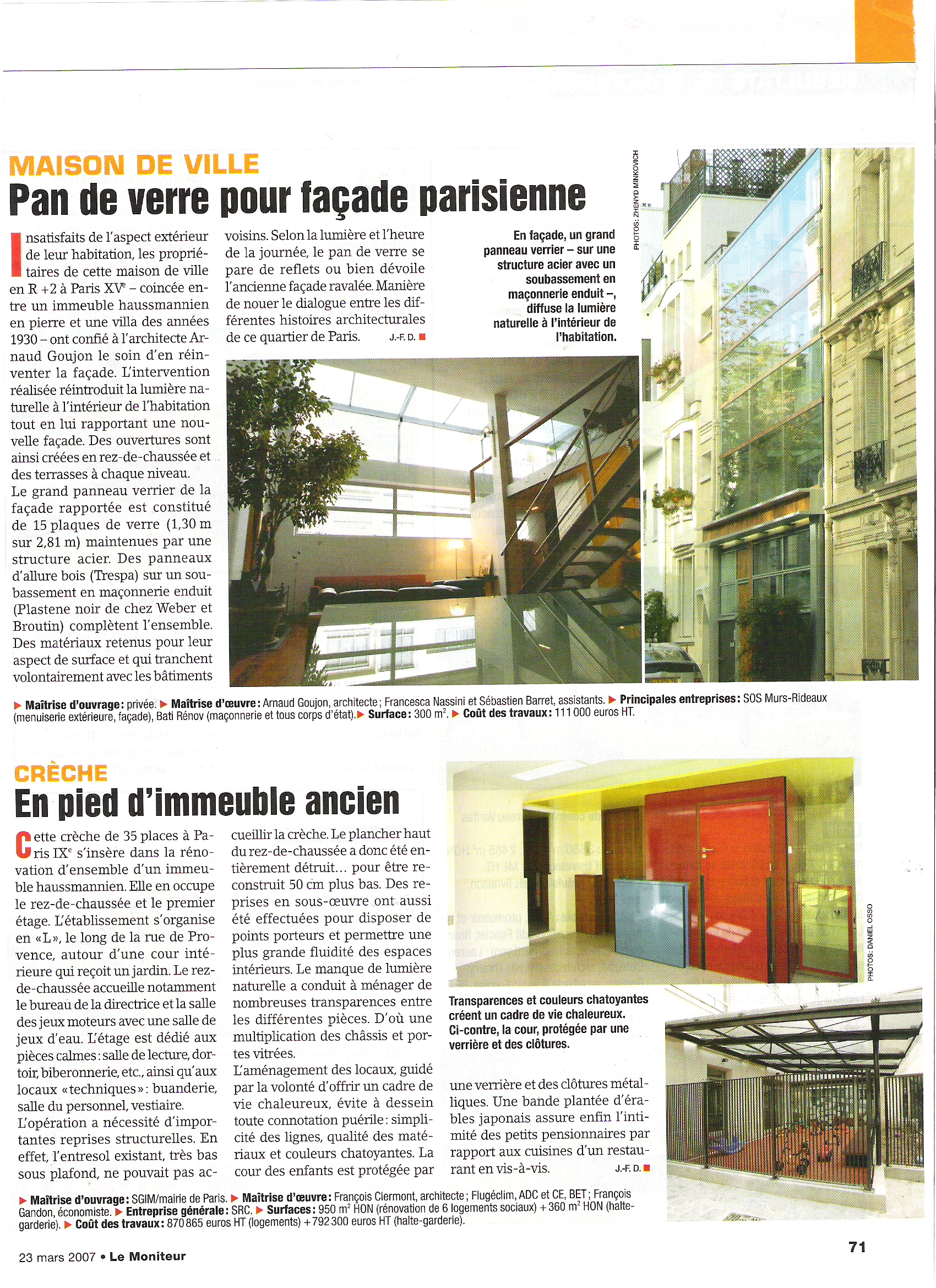 Journal Moniteur Arnaud Goujon Architectes